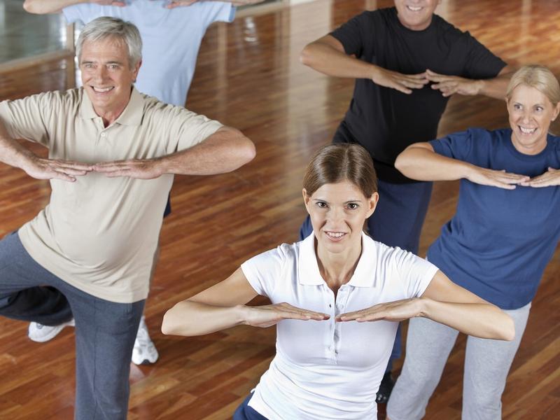 Group of people exercising.