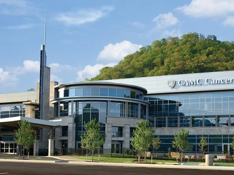 Exterior photo of CAMC Cancer Center.