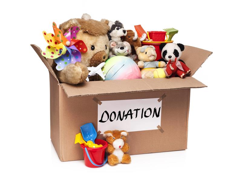 Box of donated toys