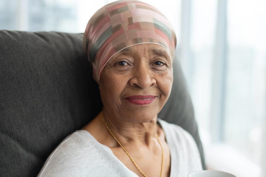 Senior woman with cancer