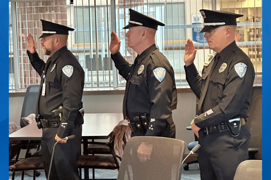 Officers Mike Pridemore, Jason Garbin and Brad DeBord were recently sworn in to the CAMC Police Department.  